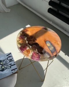 A Gorgeous Handmade Table Featuring Real Flowers and Epoxy Resin